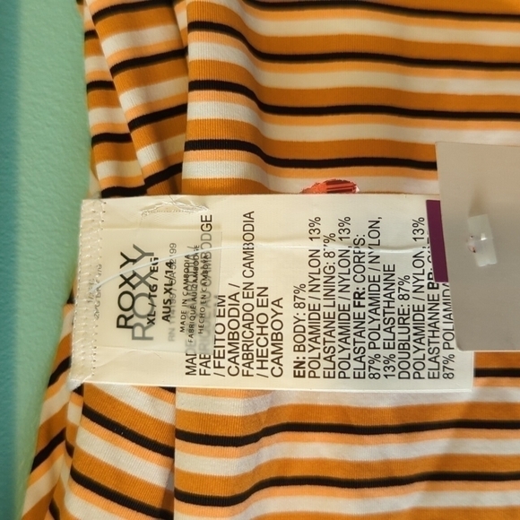 đť…şRoxy Stripes Beach Classics Mini Bottom White Black Tan XL New - Picture 5 of 5